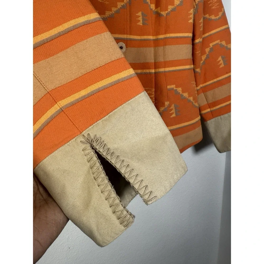 Coldwater Creek Southwestern Aztec Blazer Jacket 10 Coat Coral Orange Gray Lined
